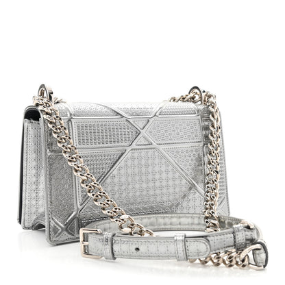 Christian Dior Metallic Patent Micro-Cannage Small Diorama Flap Bag Silver 2 of 9