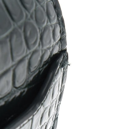 Saint Laurent Calfskin Crocodile Embossed Mini Classic Monogram Cassandra Top Handle Green 10 of 11