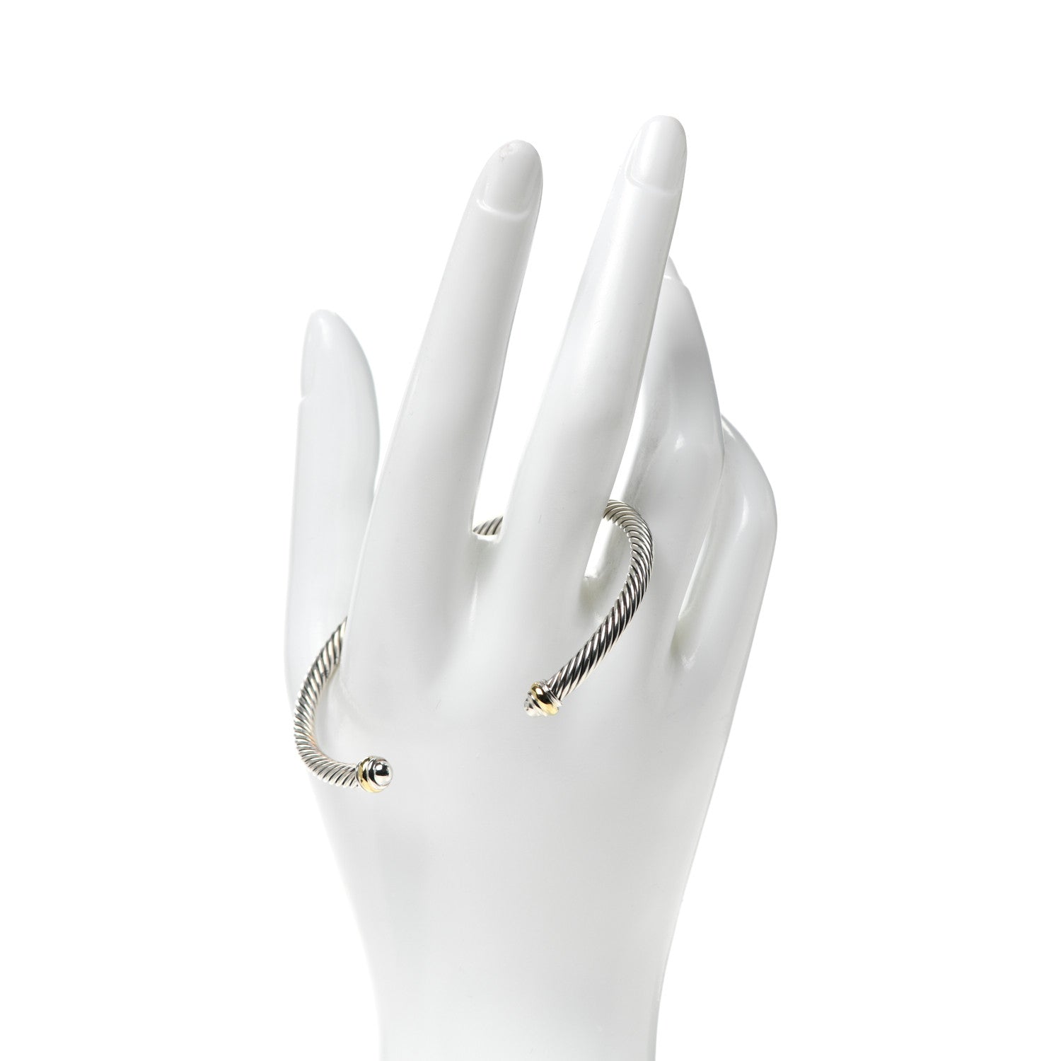 David Yurman Sterling Silver 18K Yellow Gold 4mm Cable Classics Bracelet 3 of 4