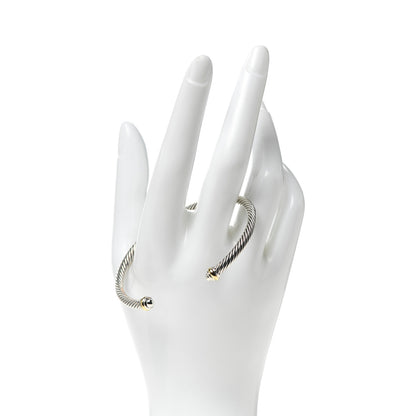 David Yurman Sterling Silver 18K Yellow Gold 4mm Cable Classics Bracelet 3 of 4