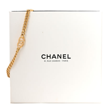 Chanel Metal Crystal Textured CC Chain Choker Necklace Gold 5 of 5
