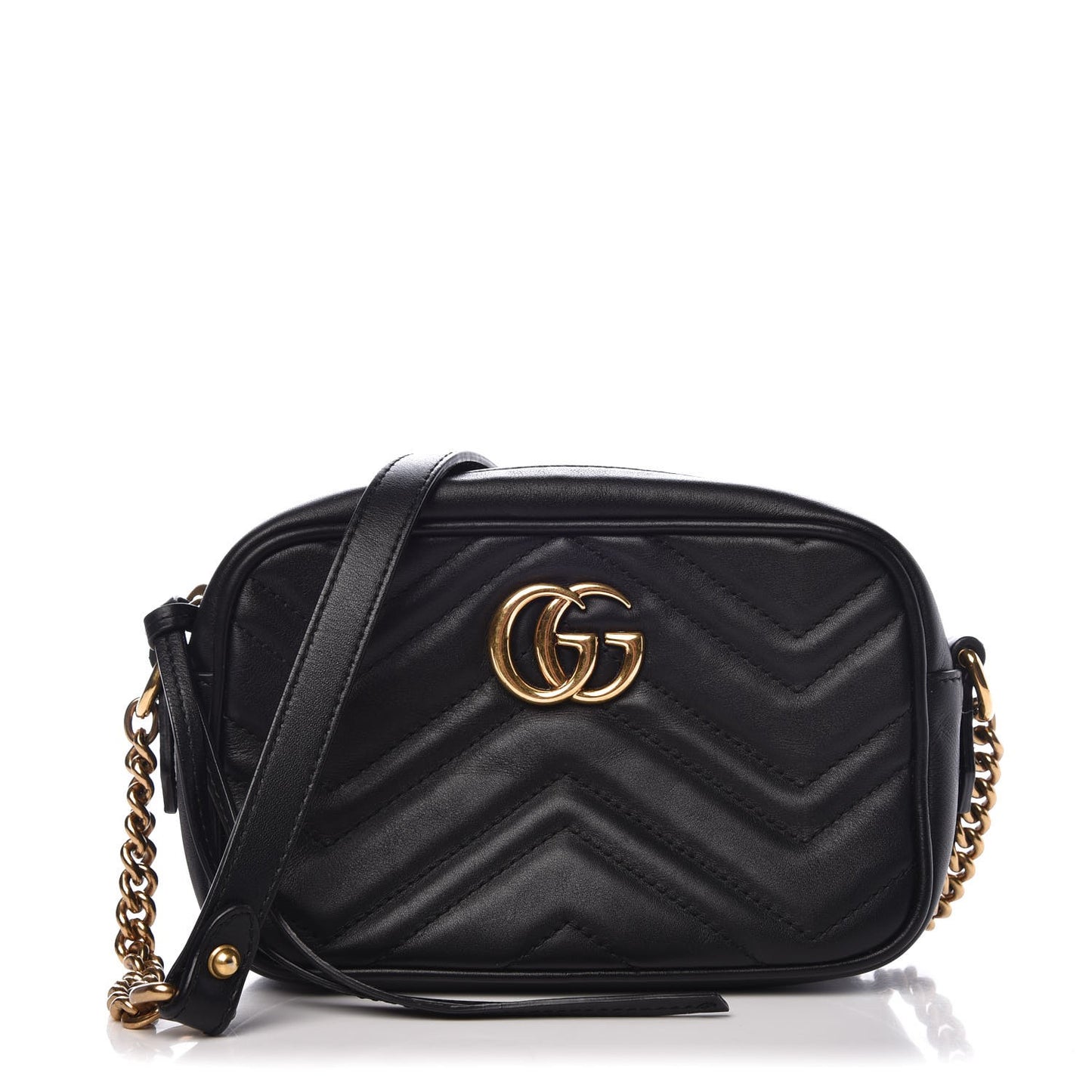 Calfskin Matelasse Mini GG Marmont Chain Shoulder Bag Black