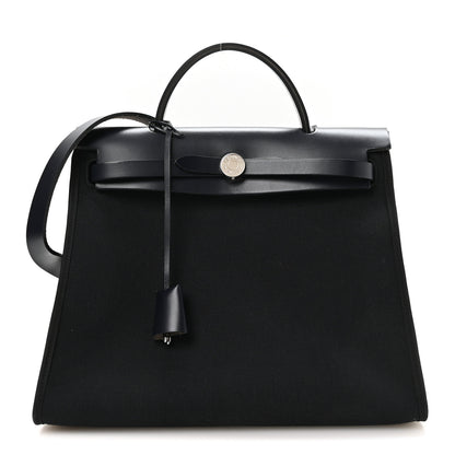 Hermes Military Toile Vache Hunter Herbag Zip PM 31 Black Bleu Indigo 1 of 11