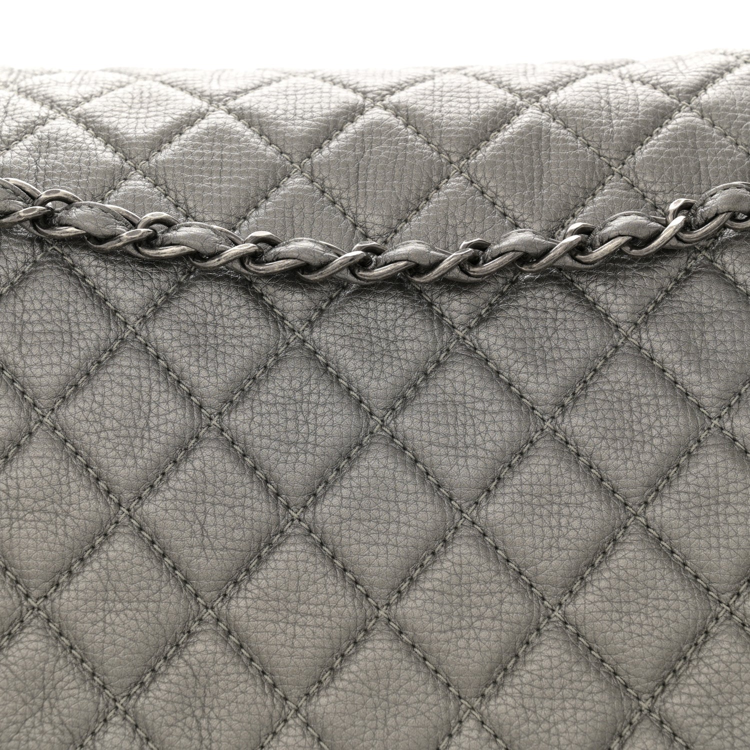Chanel Metallic Metallized Calfskin Quilted XXL Travel Flap Bag Dark Silver 8 of 12