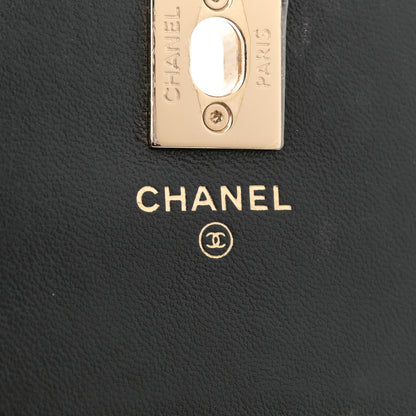 Chanel Lambskin Chevron Quilted Trendy CC Wallet On Chain WOC Black 6 of 14