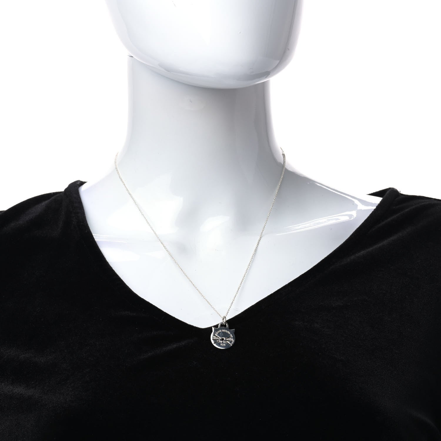 Tiffany Sterling Silver Return To Tiffany Cat Pendant Necklace 2 of 7