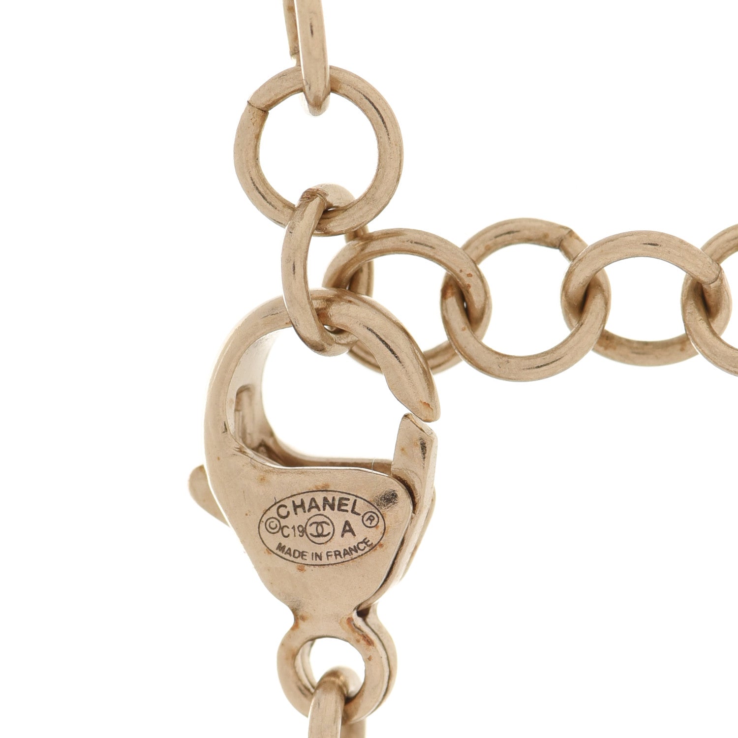 Chanel Crystal Pearl Nefertiti CC Double Chain Pendant Necklace Gold Dark Grey 5 of 6