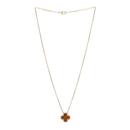Van Cleef & Arpels 18K Yellow Gold Tiger Eye Vintage Alhambra Pendant Necklace 3 of 7