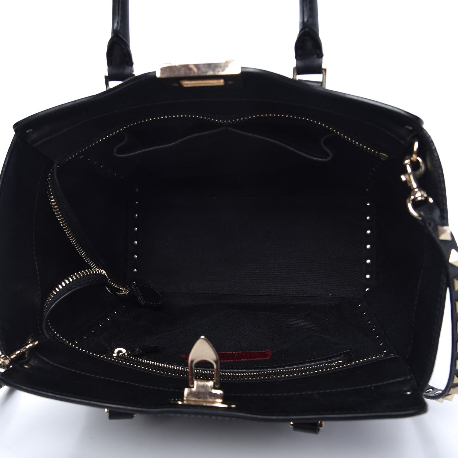 Valentino Garavani Vitello Rockstud Double Handle Tote Black 5 of 10