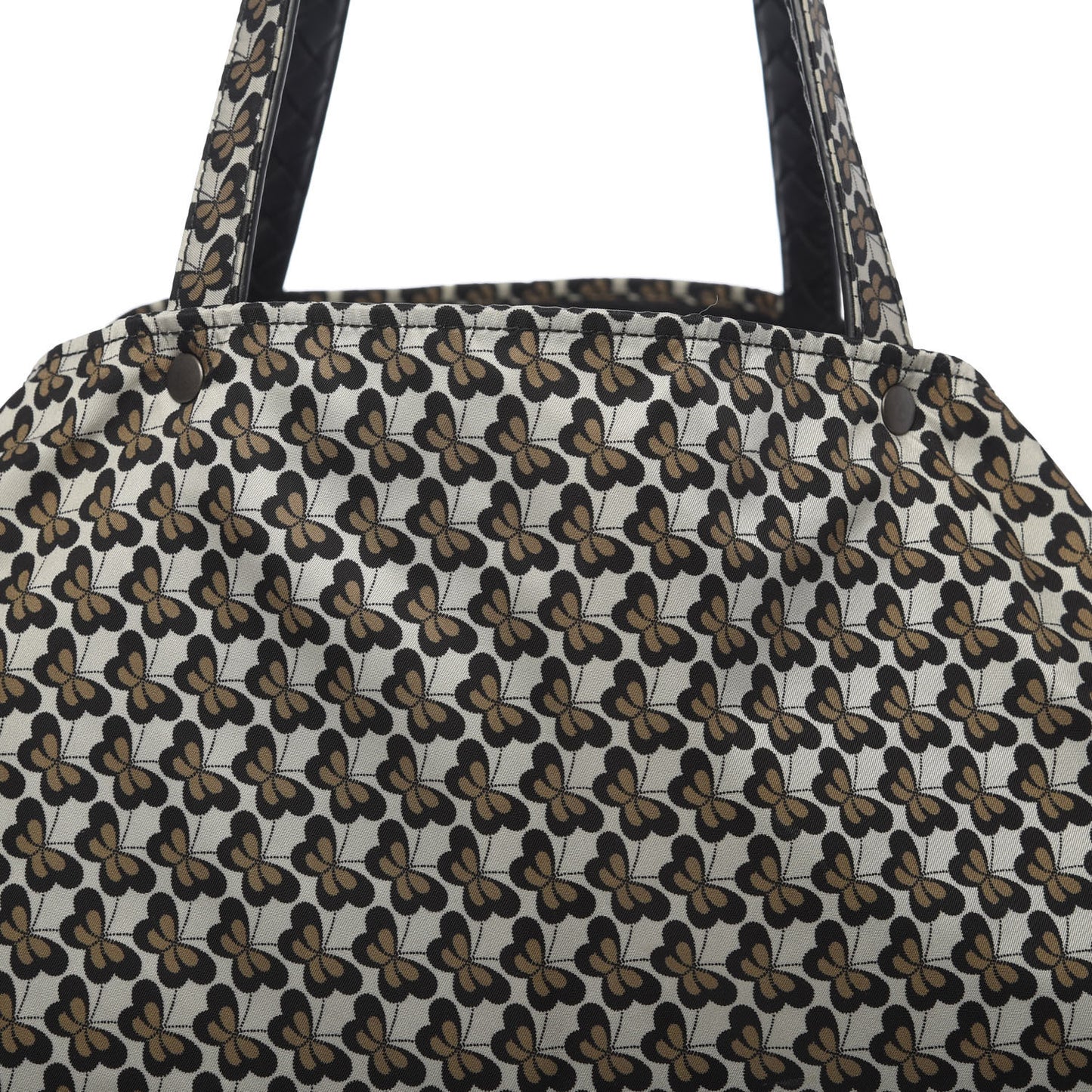 Nappa Nylon Medium Reversible Butterfly Shoulder Bag Black Cement