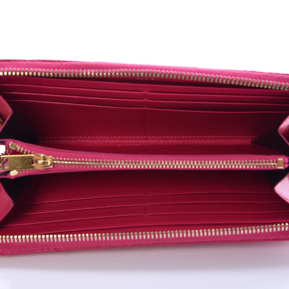 Saint Laurent Grain De Poudre Matelasse Chevron Monogram Zip Around Wallet Fuchsia 5 of 8