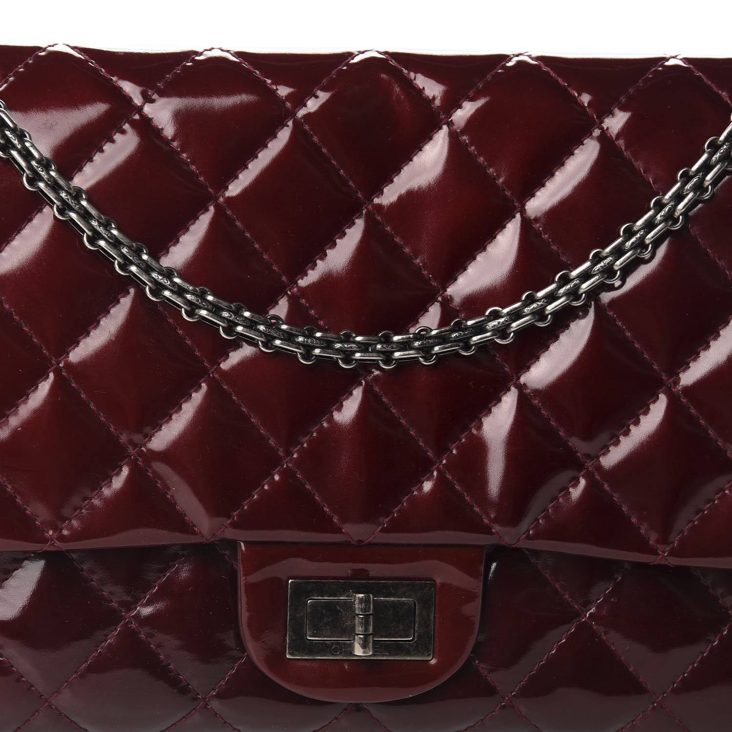 Chanel Patent Quilted 2.55 Reissue 227 Flap Light Burgundy 10 of 10