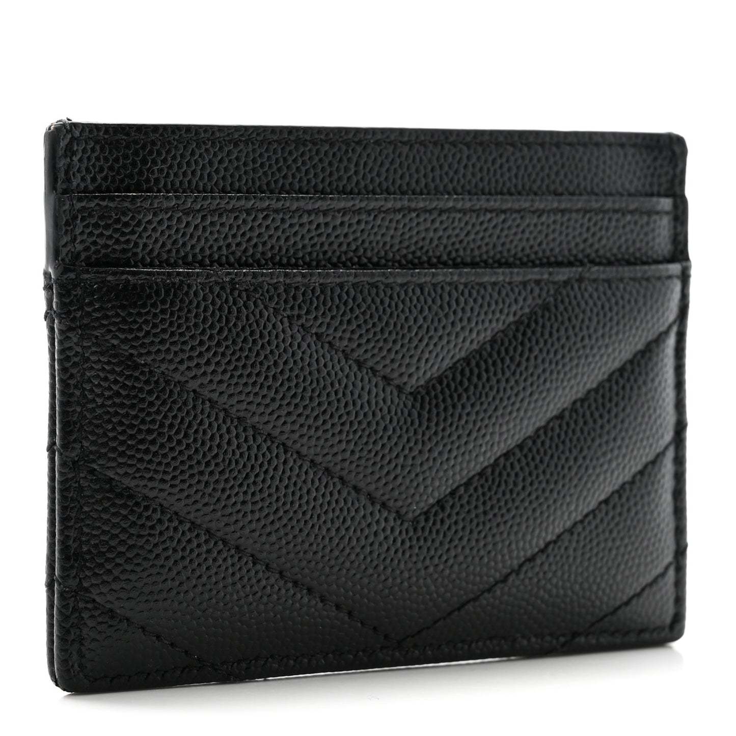Grain De Poudre Matelasse Chevron Monogram Credit Card Case Black