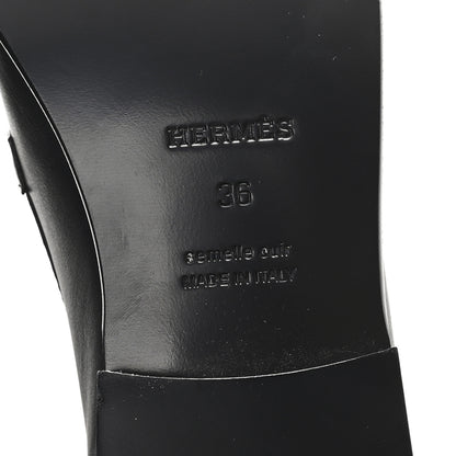 Hermes Calfskin Womens Destin Loafers 36 Black 7 of 10