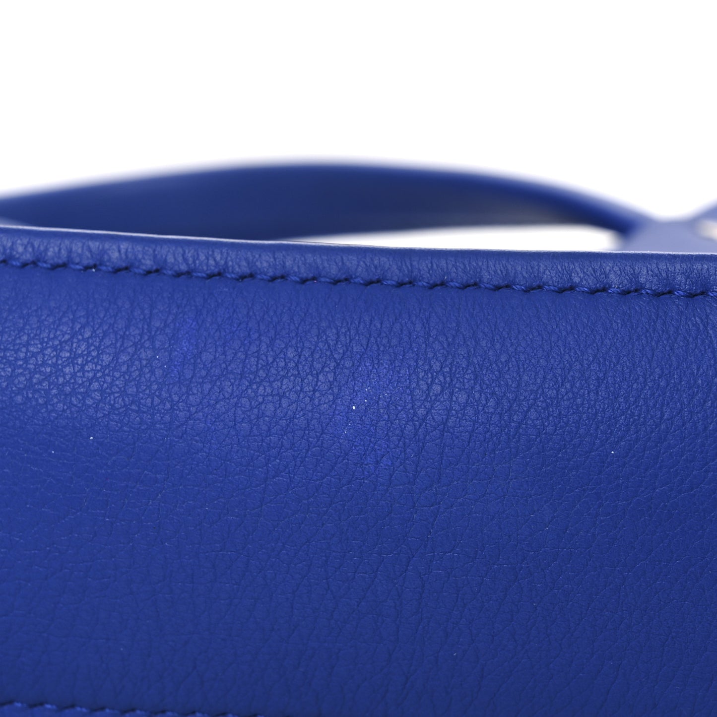 Shiny Day Calfskin Logo XS Triangle Chain Duffle Bleu Roi White