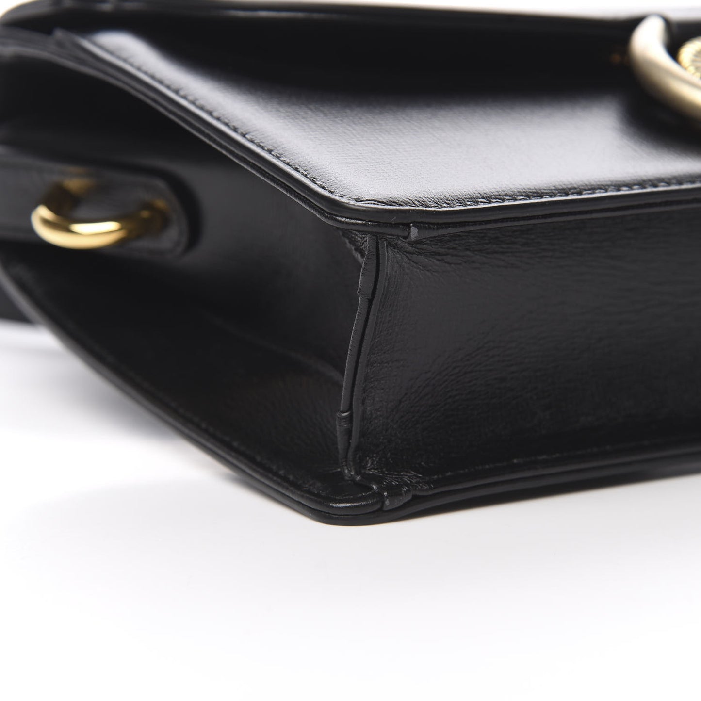 Textured Calfskin Small Torchon GG Ring Shoulder Bag Black