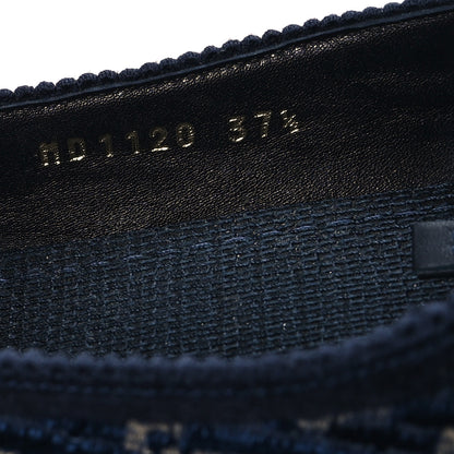 Christian Dior Velvet Oblique Poeme Laced Ballerina Flats 37.5 Deep Blue 8 of 9