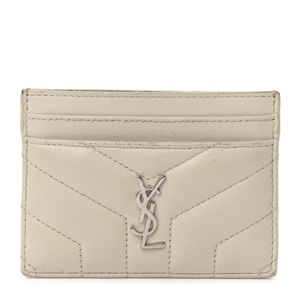 Saint Laurent Calfskin Y Quilted Monogram LouLou Credit Card Case Ivory 1 of 11
