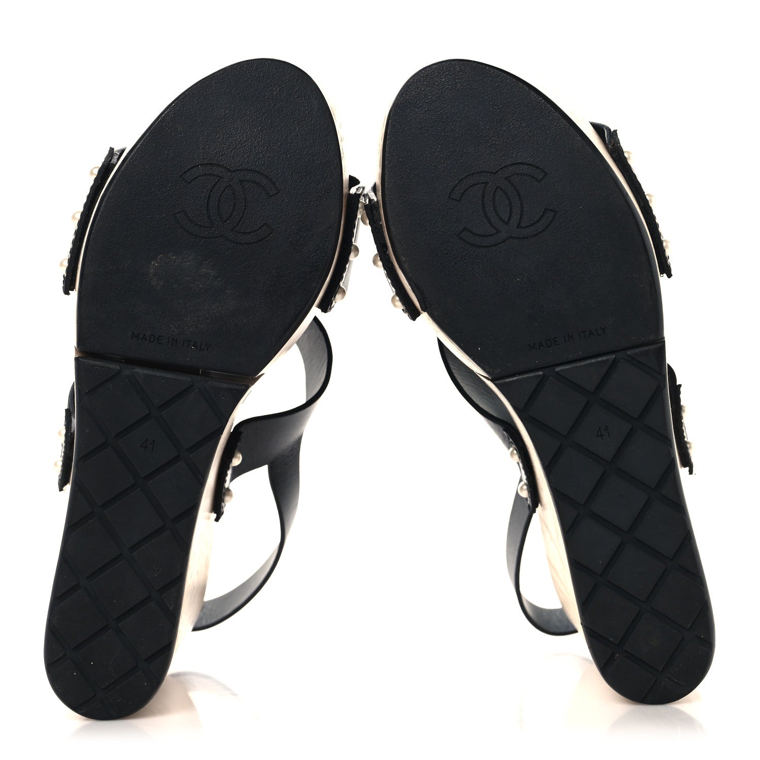 Chanel Wood Calfskin CC Hinge Wedge 41 Black 6 of 9