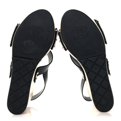 Chanel Wood Calfskin CC Hinge Wedge 41 Black 6 of 9