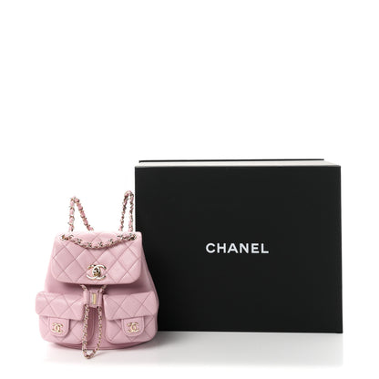 Chanel Shiny Caviar Quilted Small Duma Pockets Drawstring Backpack Pink 11 of 11