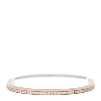 Tiffany 18K Rose White Gold Diamond Narrow Tiffany Lock Half Pave Bangle Bracelet 2 of 5