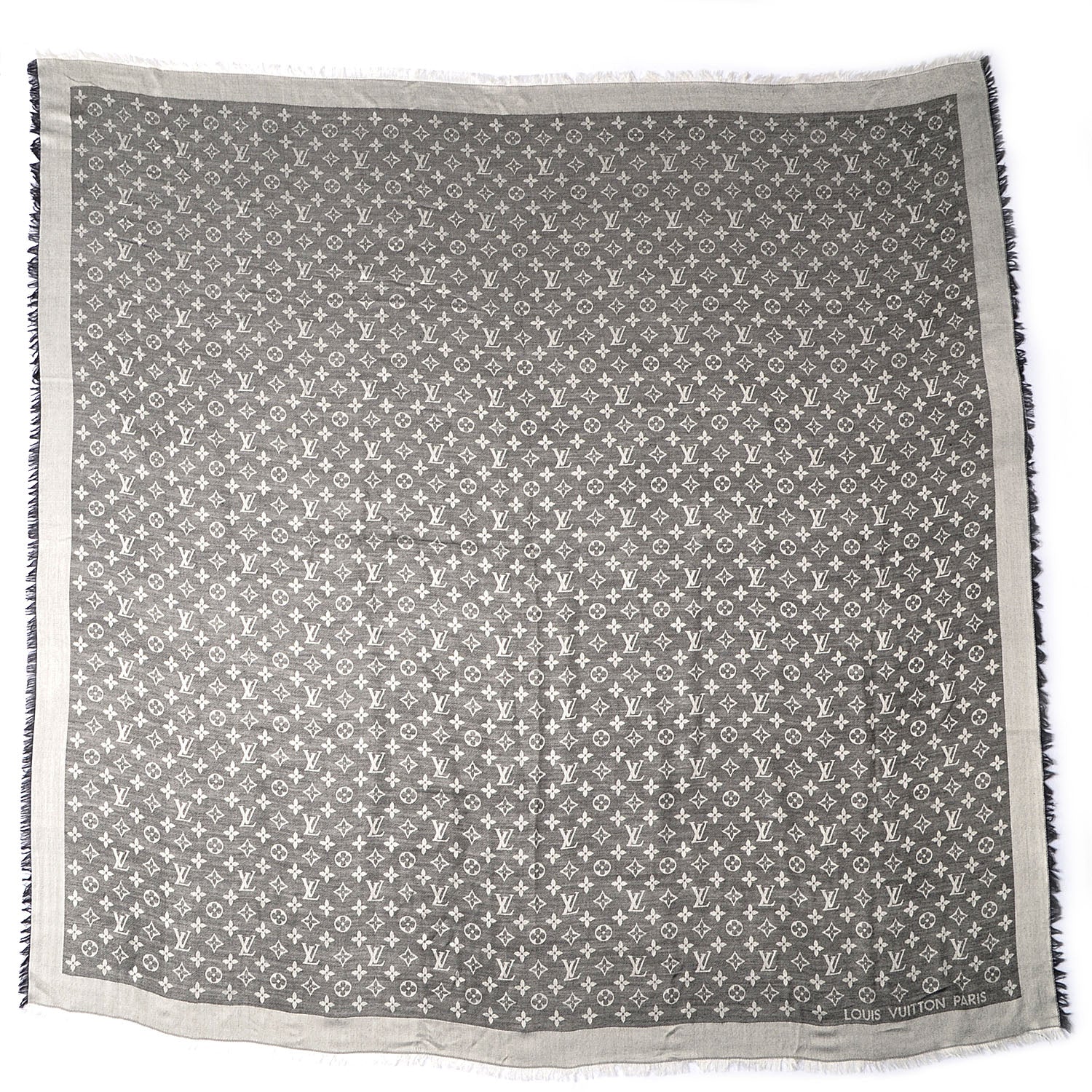 Louis Vuitton Silk Wool Monogram Denim Shawl Black 3 of 5