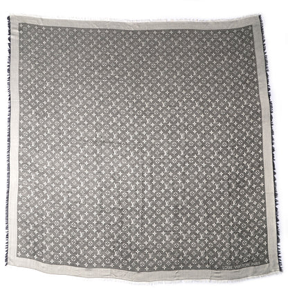 Louis Vuitton Silk Wool Monogram Denim Shawl Black 3 of 5