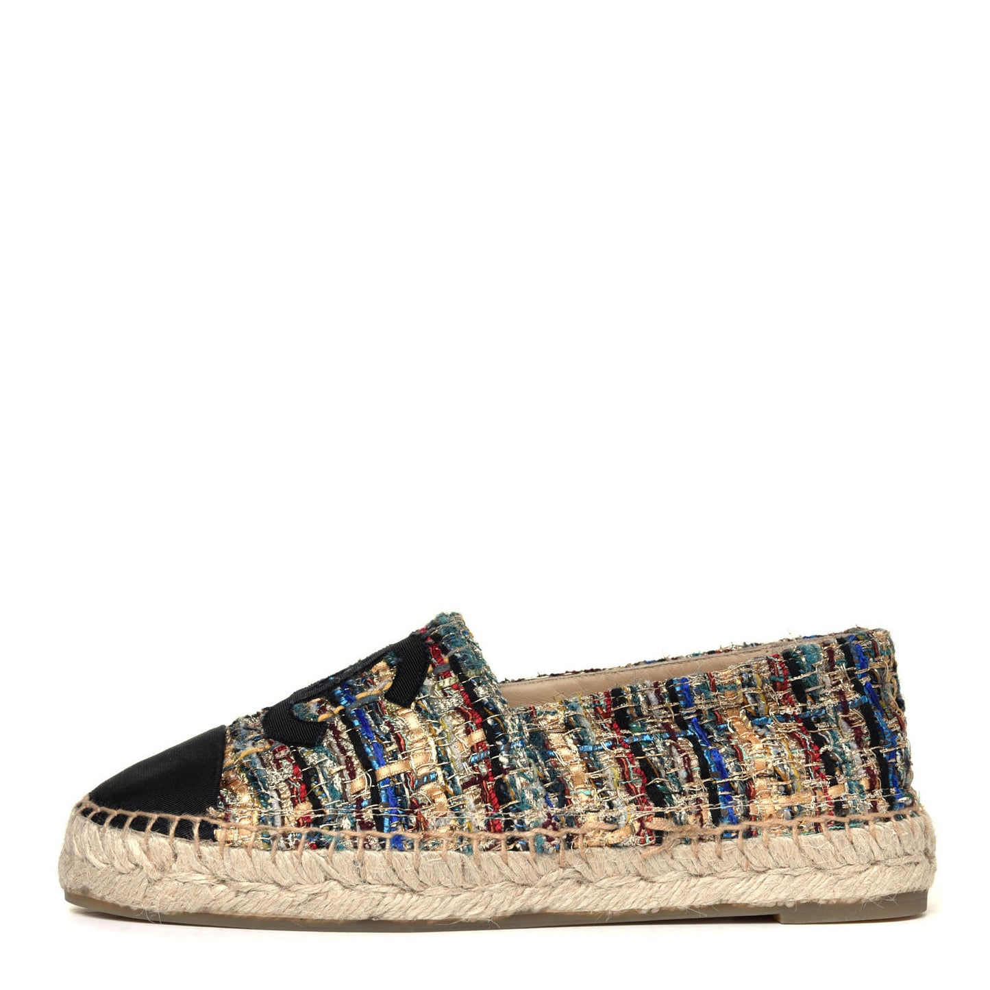 Tweed Grosgrain CC Espadrilles 36 Multicolor