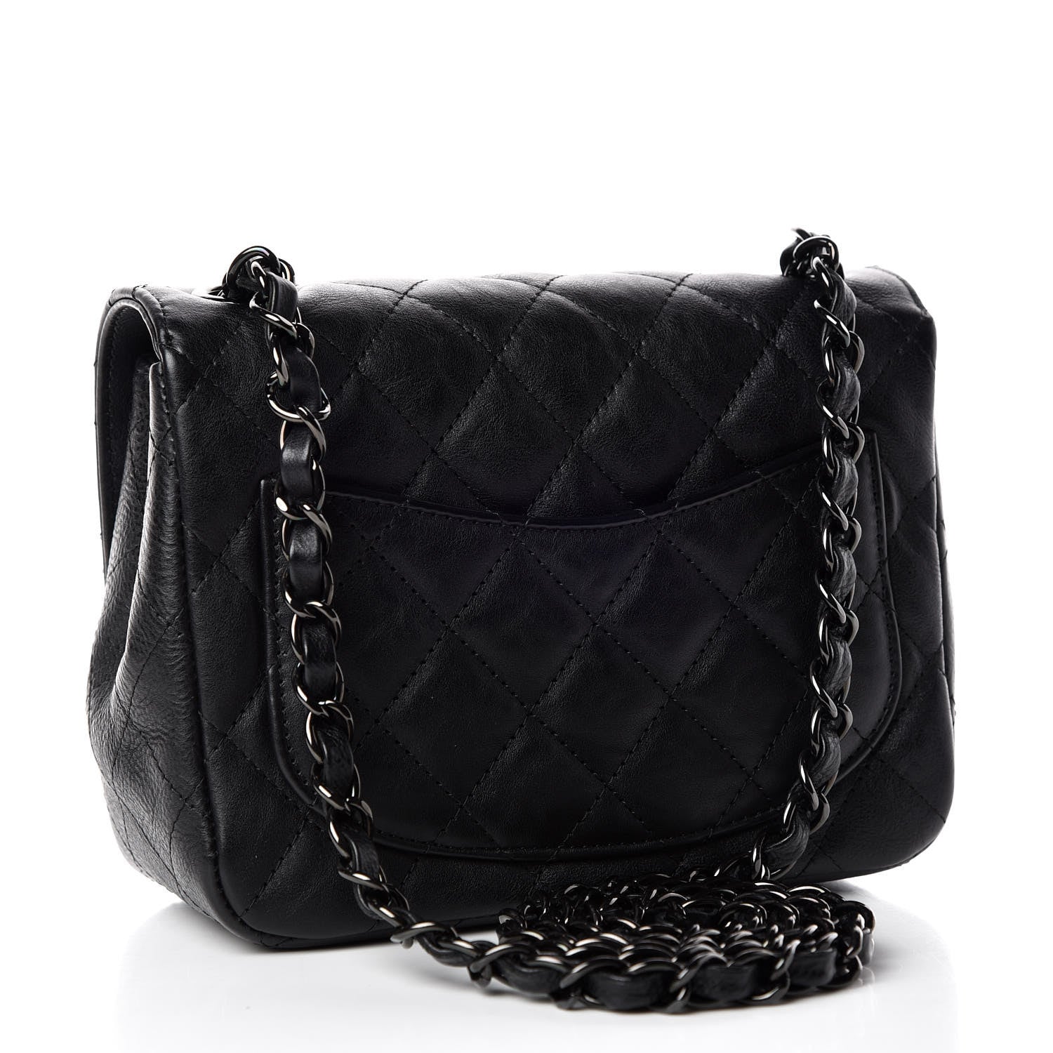 Chanel Crumpled Calfskin Quilted Mini Square Flap So Black 3 of 10