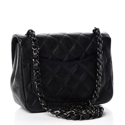 Chanel Crumpled Calfskin Quilted Mini Square Flap So Black 3 of 10