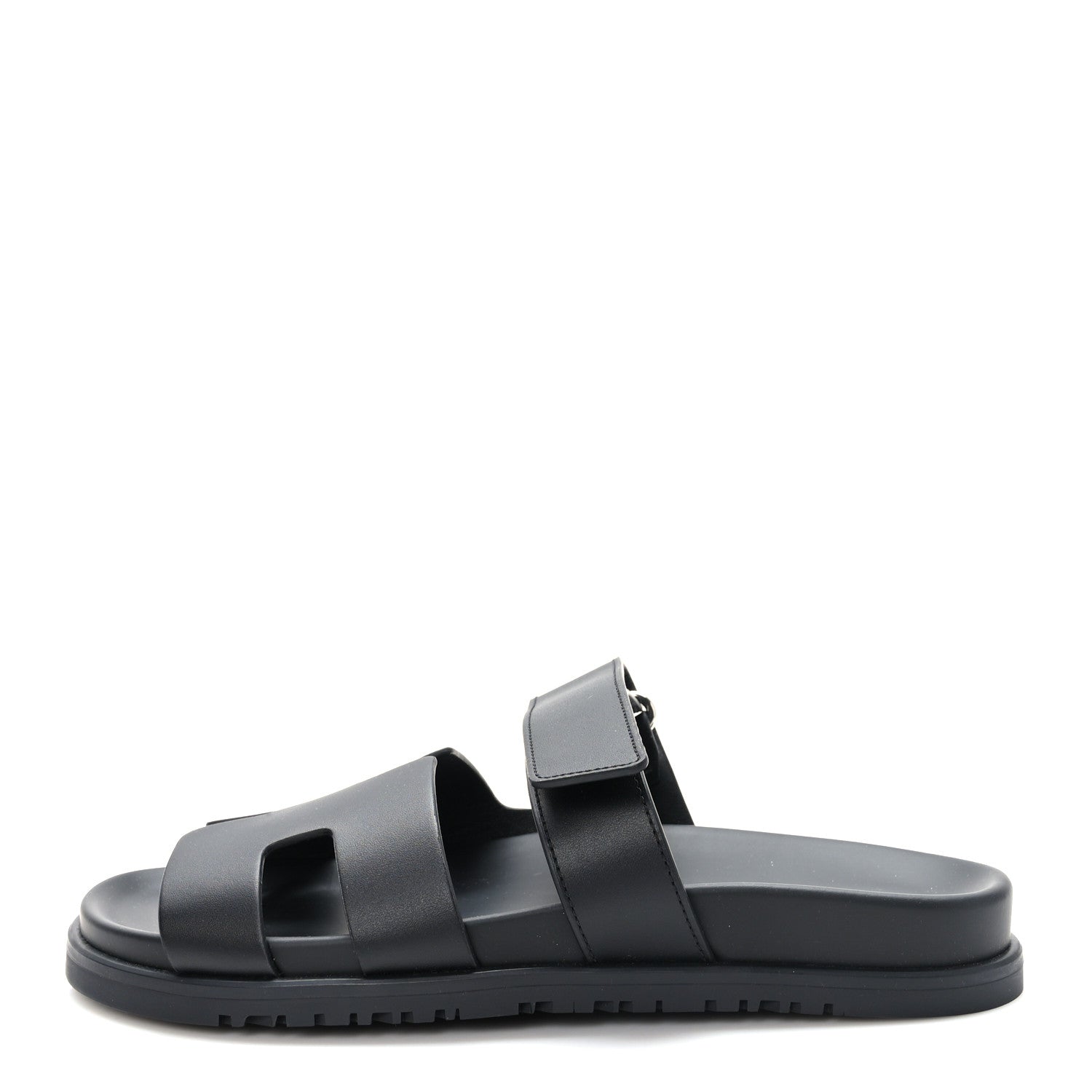 Hermes Calfskin Womens Chypre Sandals 38.5 Black 1 of 9