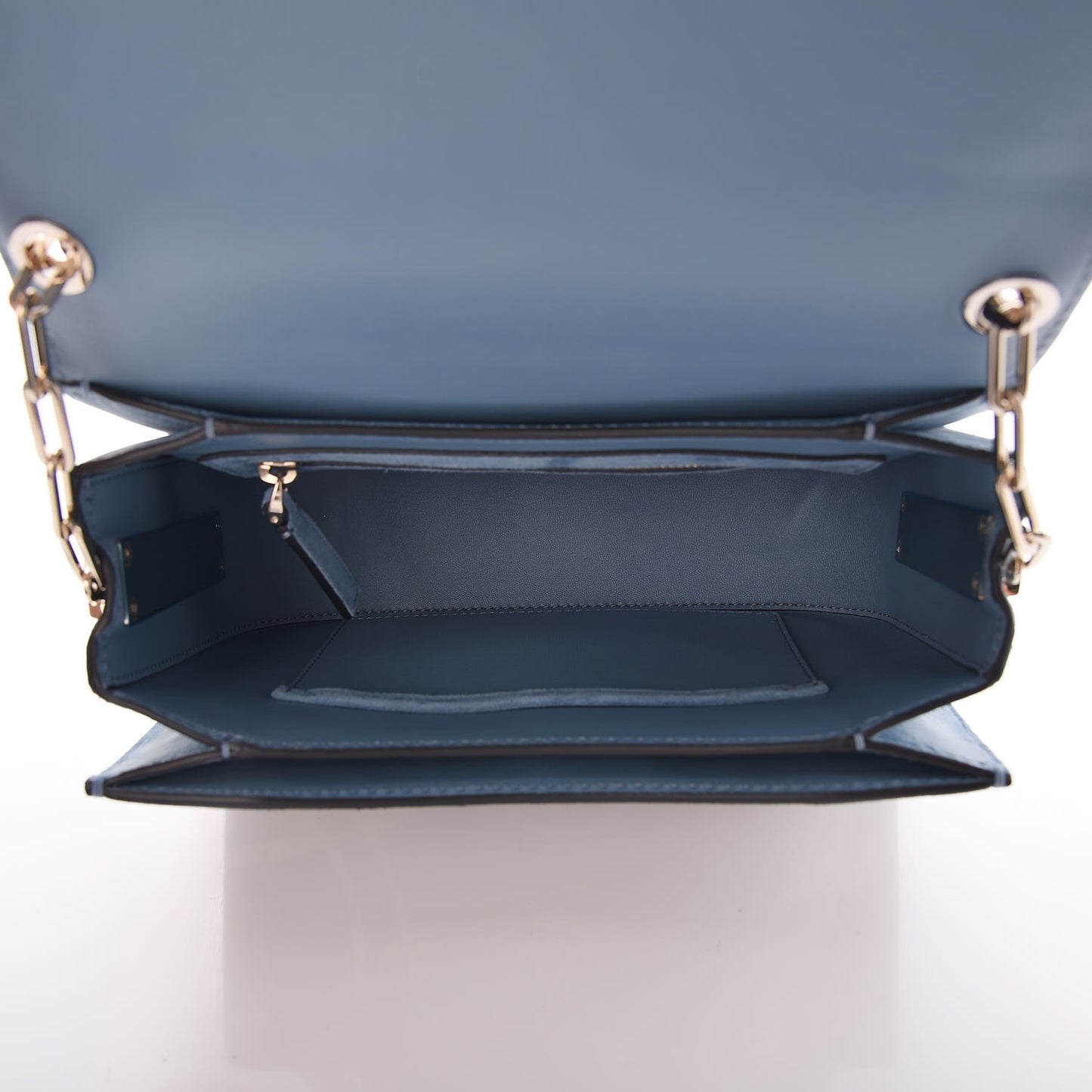 Suede Panther Chain Flap Bag Grey Sky
