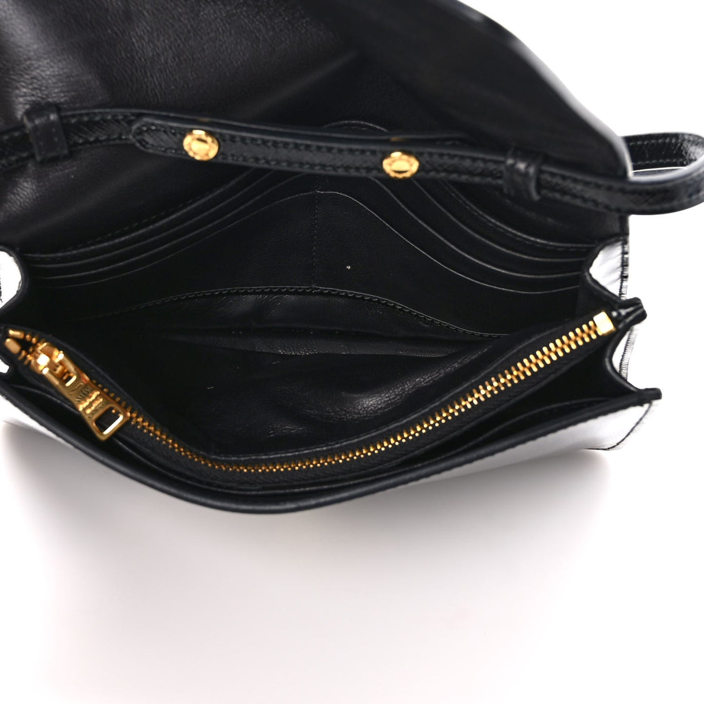 Saffiano Vernice Mini Crossbody Wallet Black