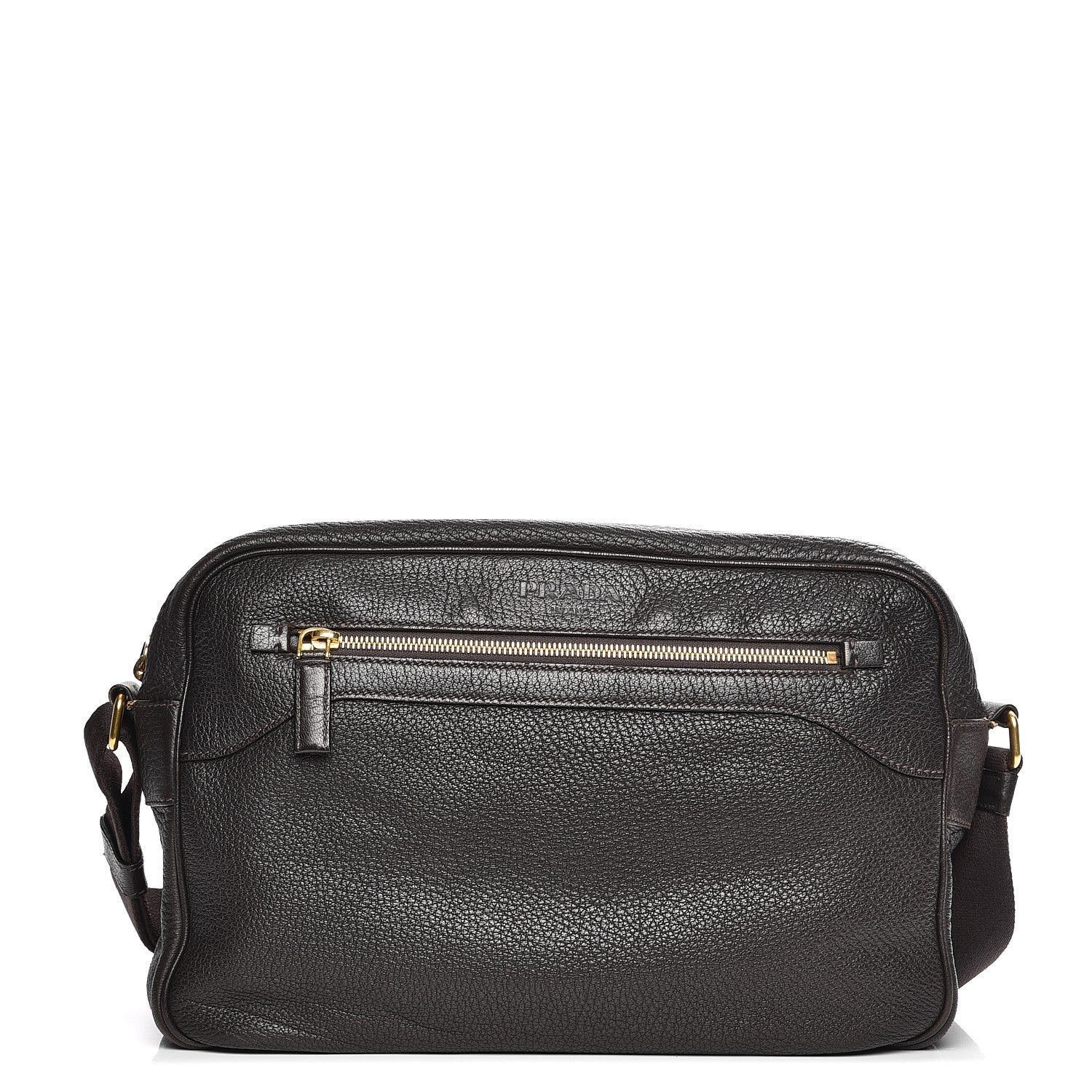Prada Cervo Deerskin Crossbody Dark Brown 1 of 15