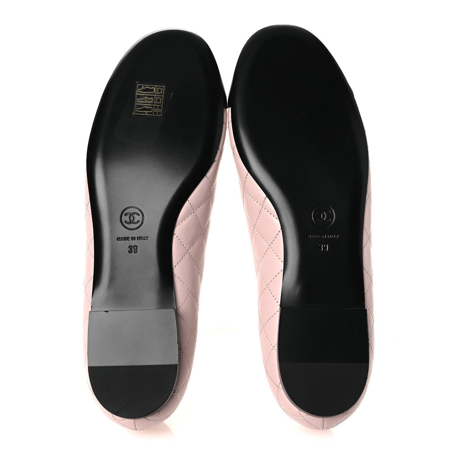 Chanel Calfskin Lambskin Quilted CC Ballerina Flats 39 Light Pink Black 7 of 13