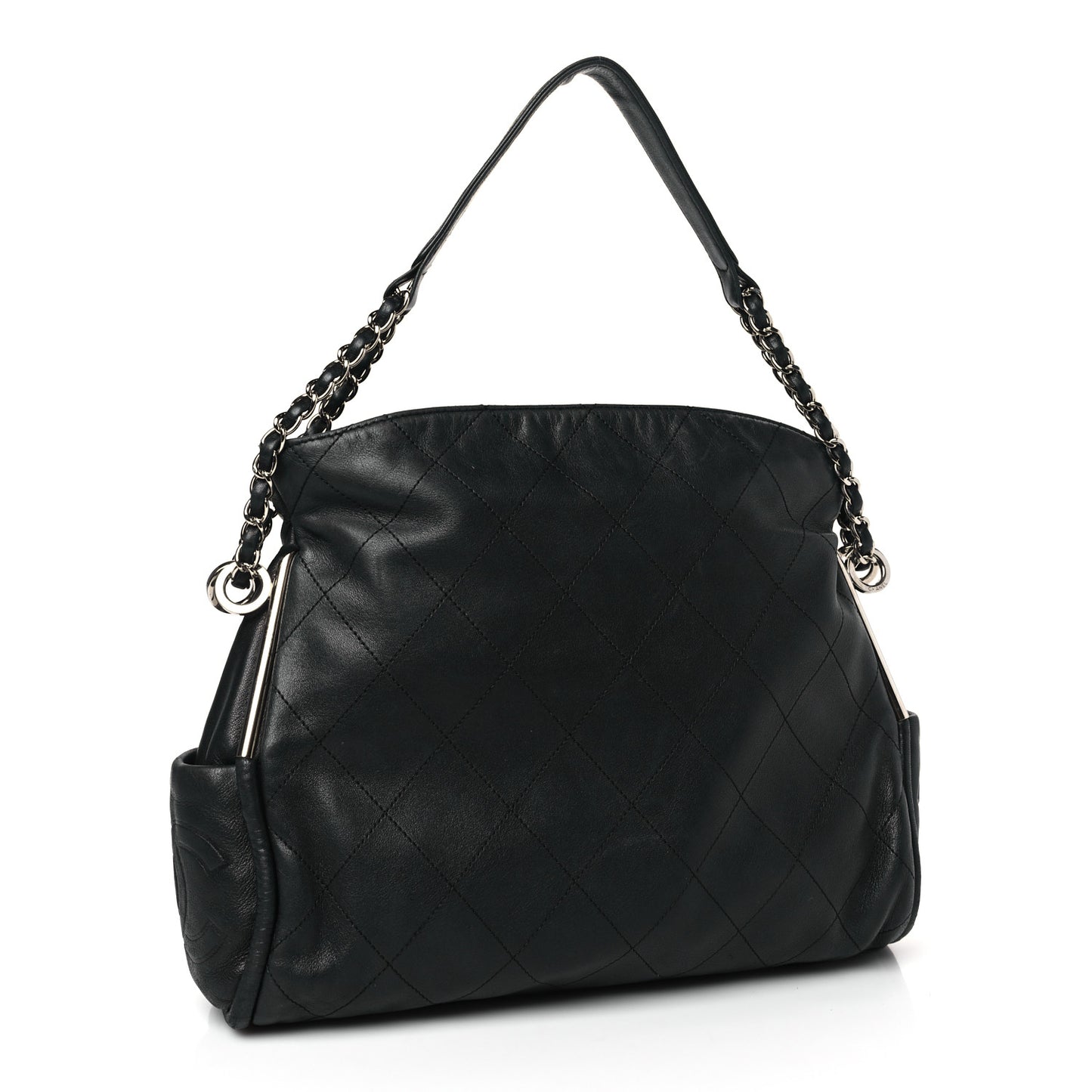 Lambskin Stitched Medium Ultimate Soft Tote Black