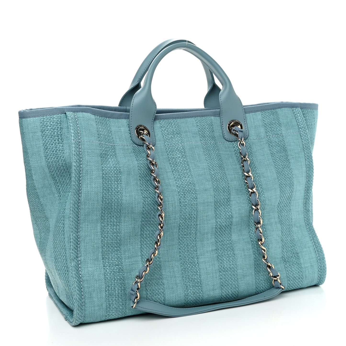 Mixed Fibers Striped Medium Deauville Tote Blue