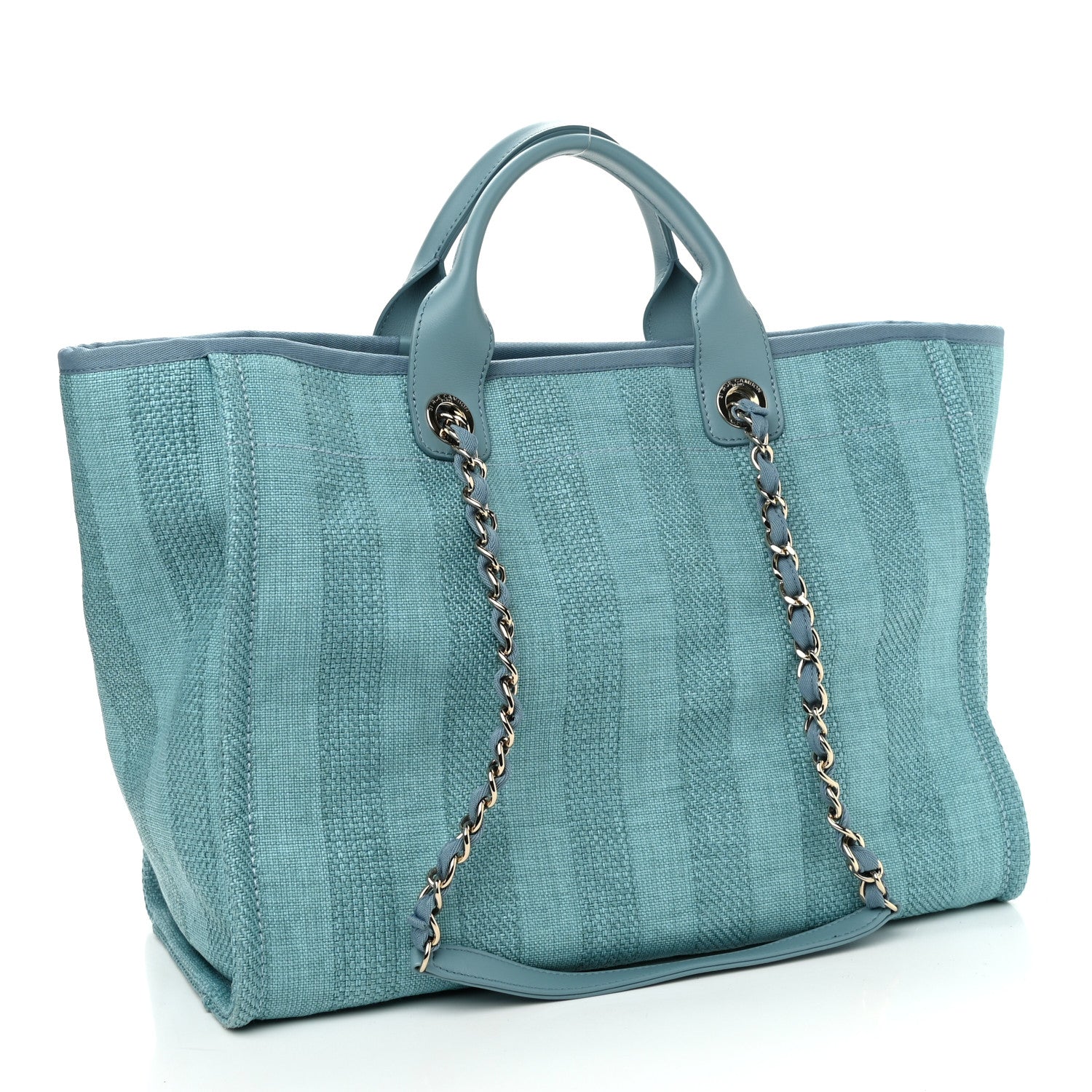 Chanel Mixed Fibers Striped Medium Deauville Tote Blue 3 of 10