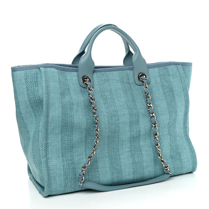 Chanel Mixed Fibers Striped Medium Deauville Tote Blue 3 of 10