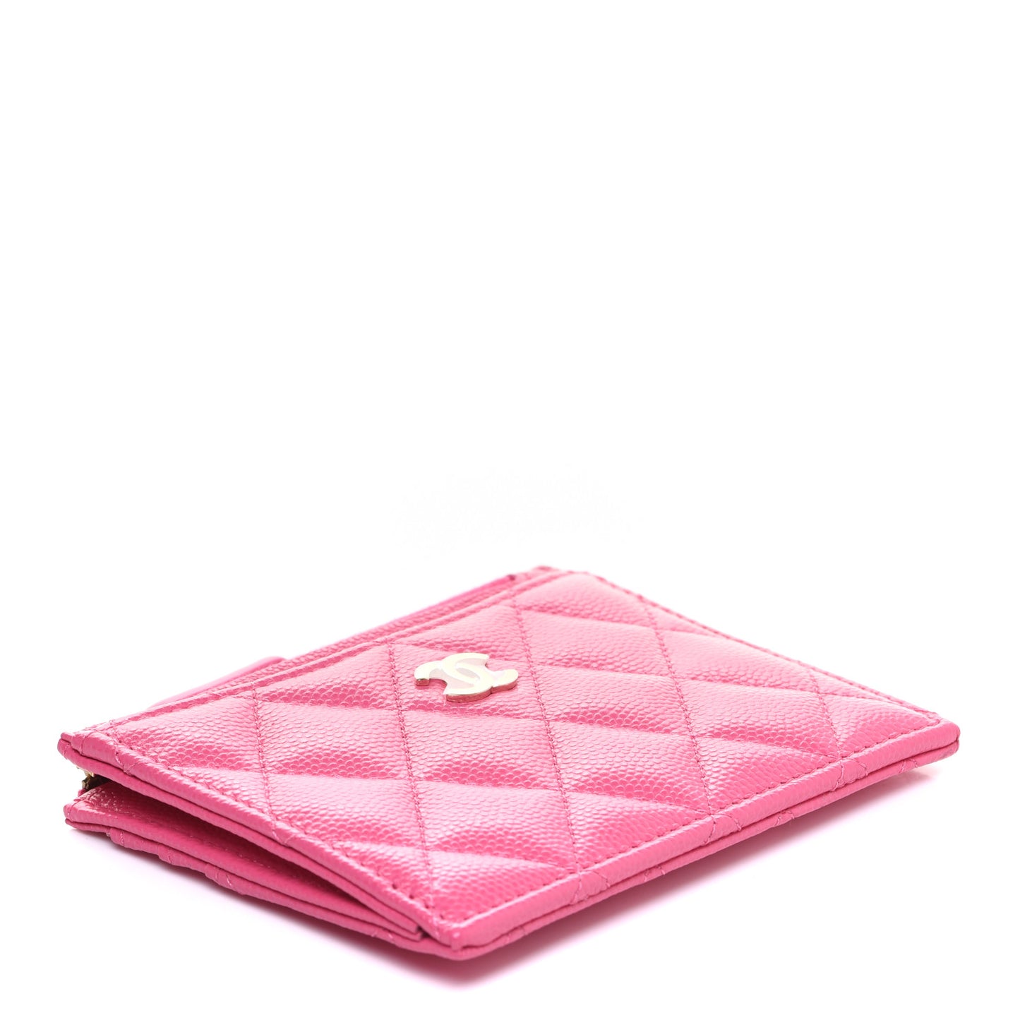 Caviar Quilted CC Zip Card Holder Pink