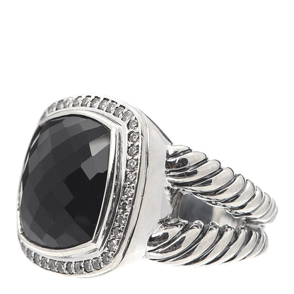 David Yurman Sterling Silver Diamond Black Onyx 14mm Albion Ring 54 7 3 of 5