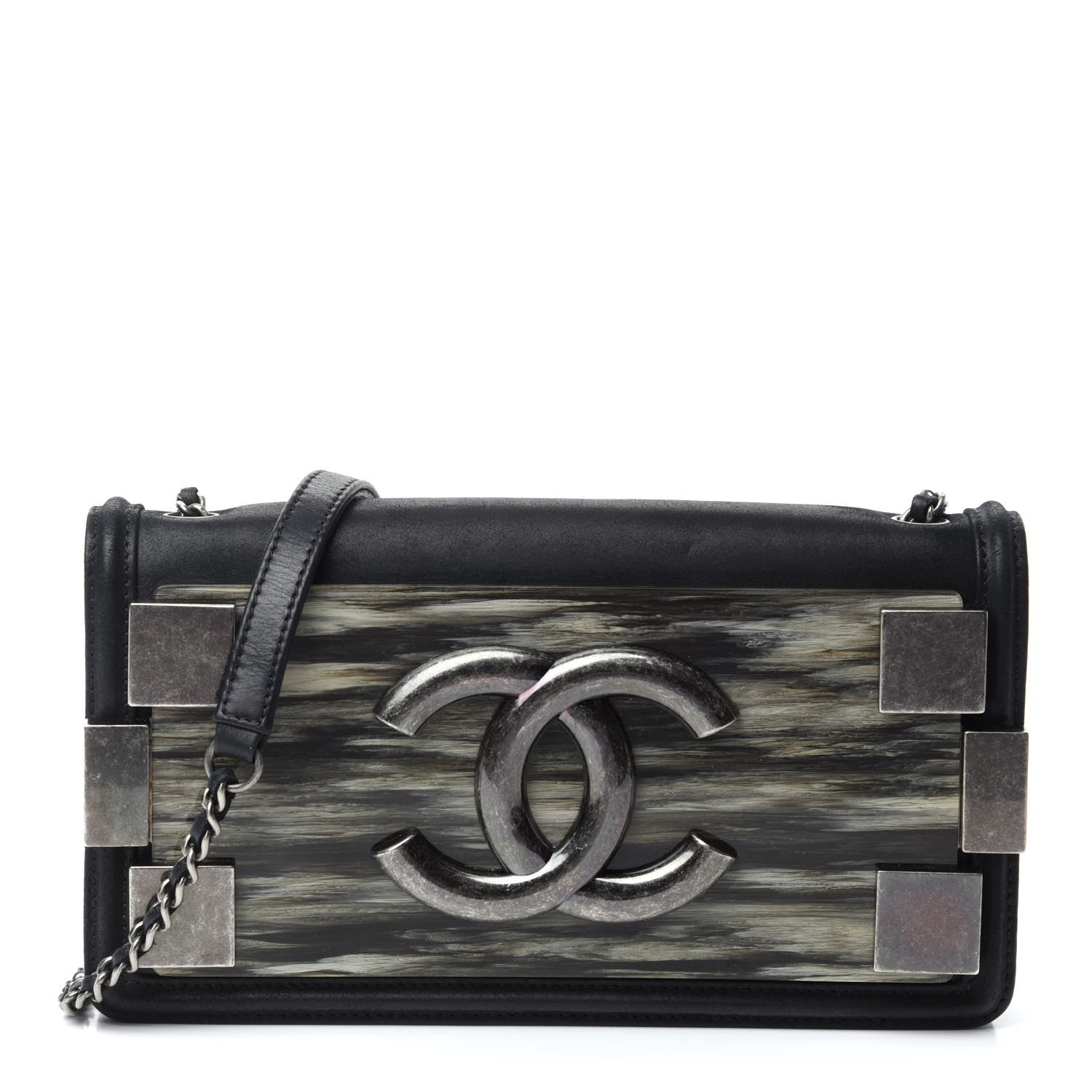 Chanel Iridescent Calfskin Marble Plexiglass Horizontal Boy Brick Flap Dark Khaki 1 of 9