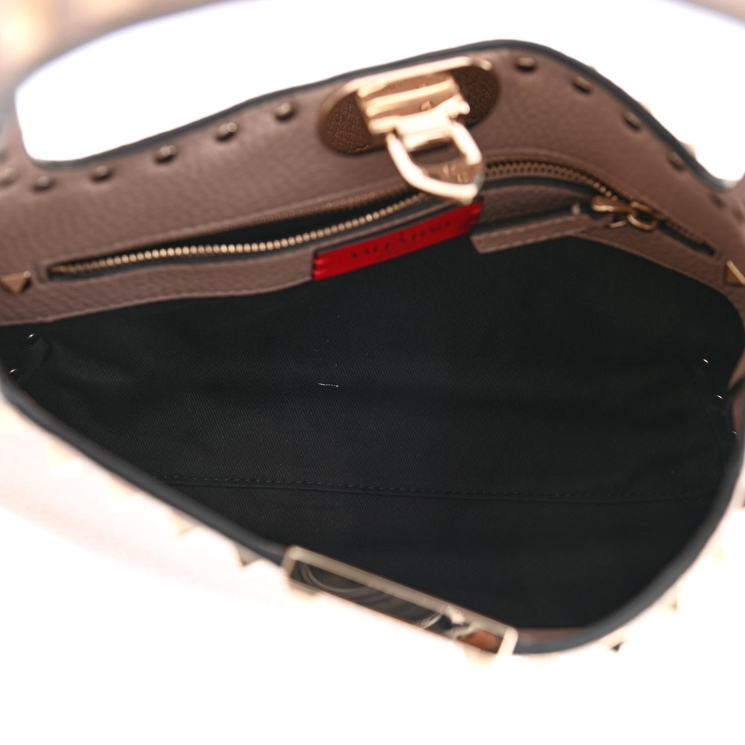 Valentino Garavani Pebbled Calfskin Small Rockstud Flip Lock Hobo Poudre 5 of 10