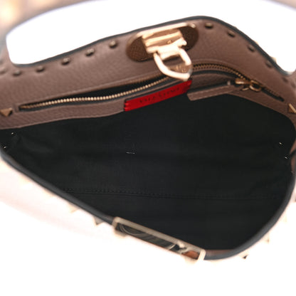 Valentino Garavani Pebbled Calfskin Small Rockstud Flip Lock Hobo Poudre 5 of 10