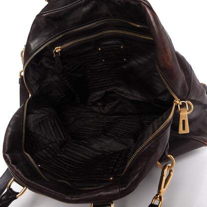 Prada Glace Calf Large Dome Satchel Moro 5 of 14