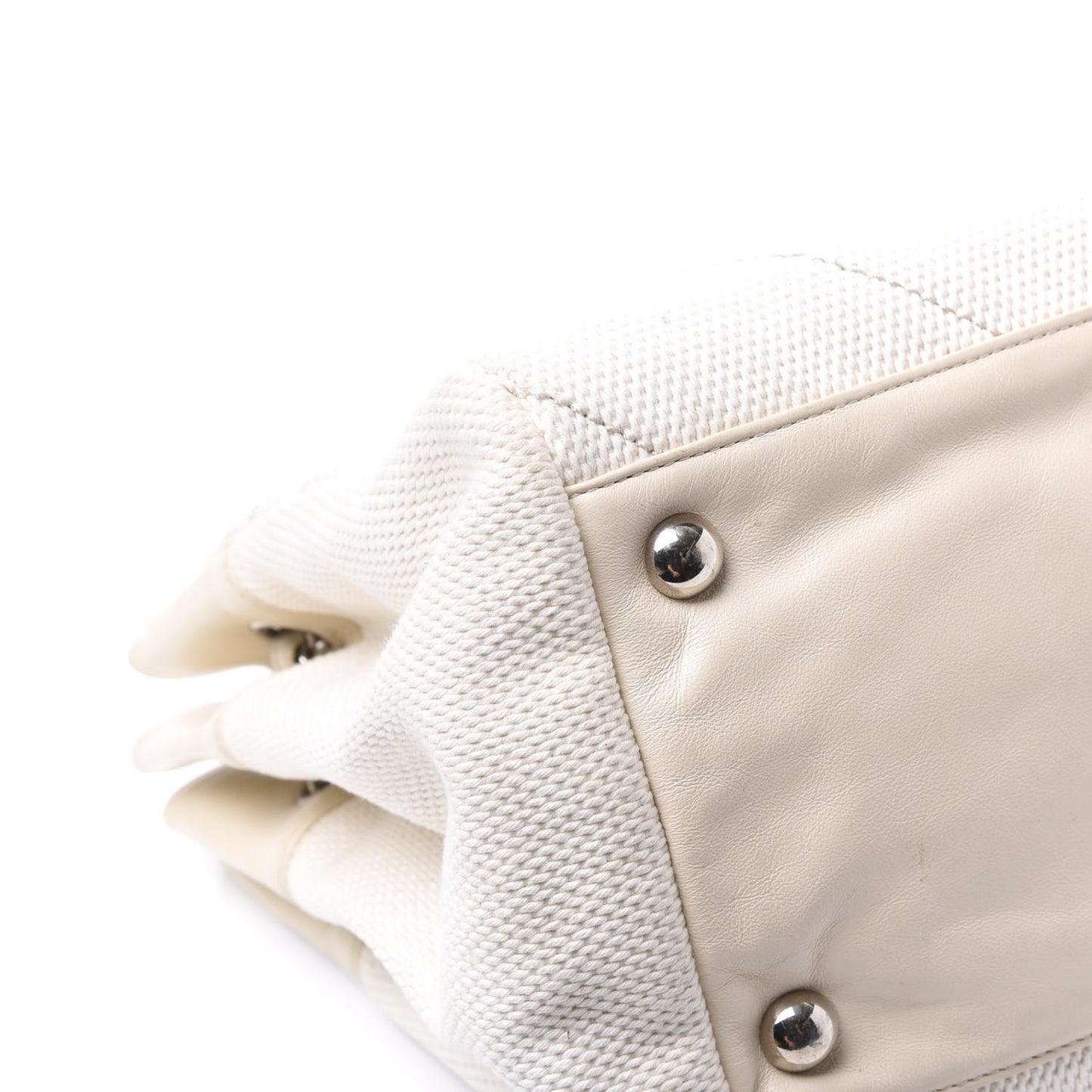 Canvas Chevron CC Shopping Tote White
