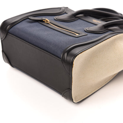 Celine Canvas Smooth Calfskin Nano Tri-Color Luggage Navy Blue 8 of 9