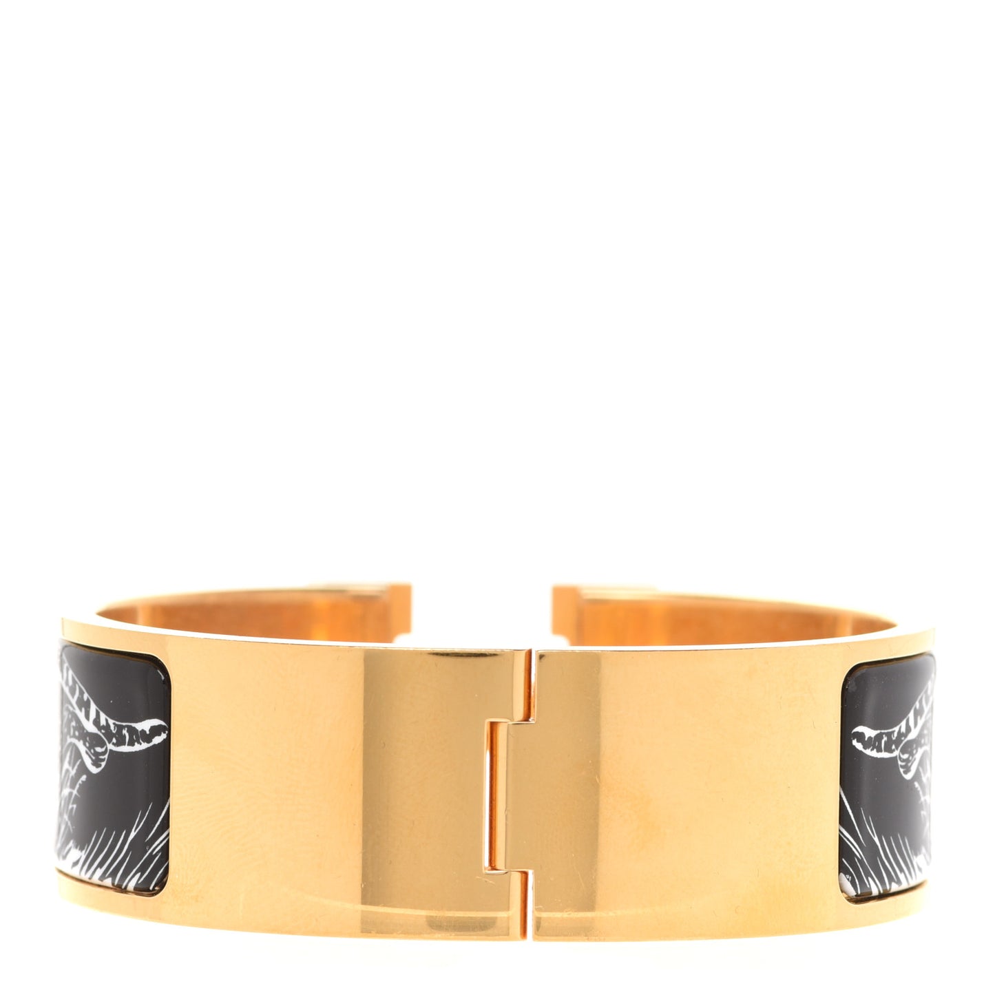 Enamel Print Guepards Wide Clic Clac H Bracelet PM Positif Negatif