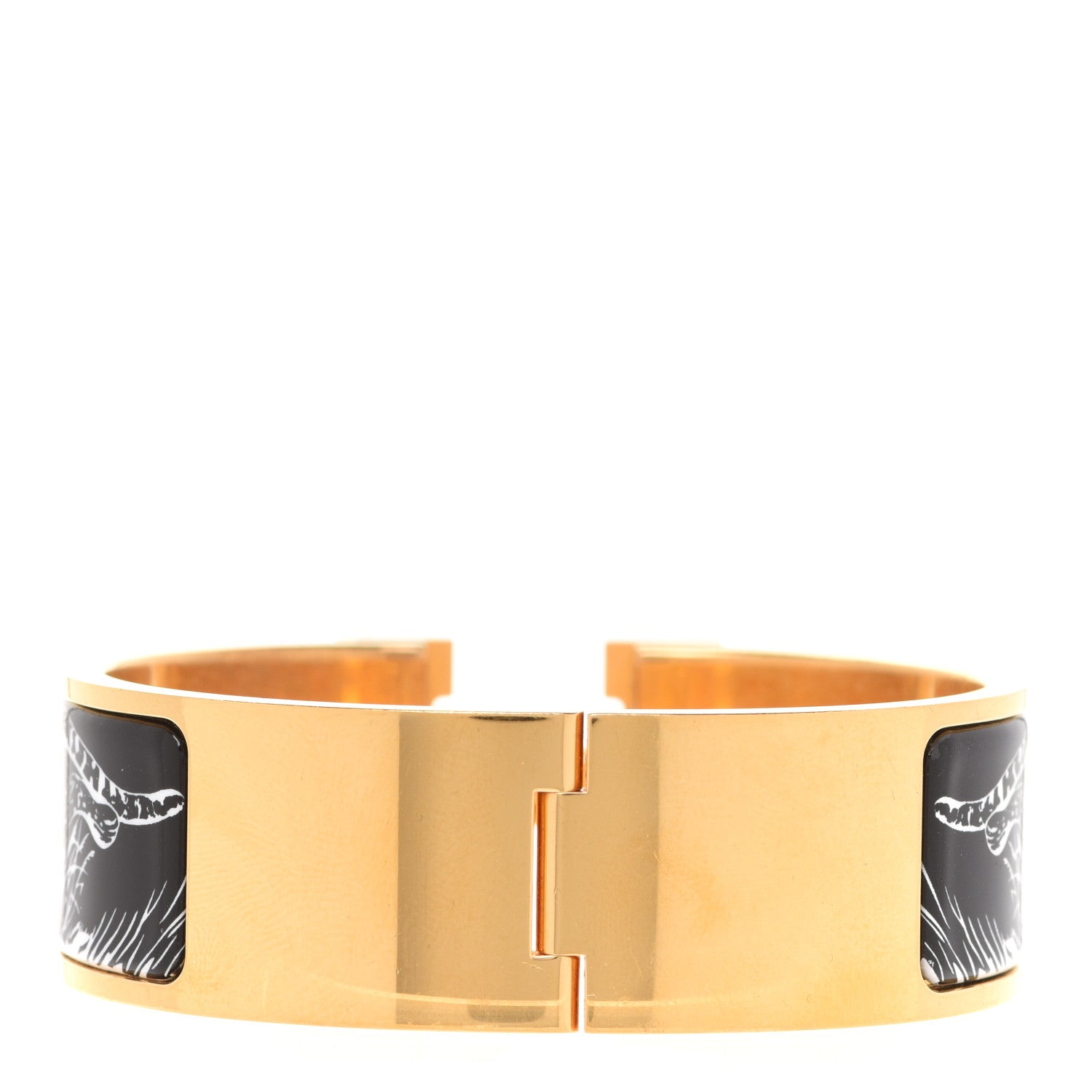 Hermes Enamel Print Guepards Wide Clic Clac H Bracelet PM Positif Negatif 3 of 8